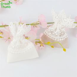 30pcs 118cm Lace Jewellery Gift Bag WhiteBeige Drawstring Bag for Home Holiday Party DIY Decoration T200330