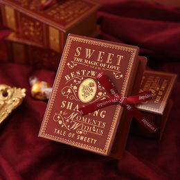 New Antiquity Magic Book Shape Wedding Candy Gift Box Paperboard Candy Chocolate Present Packaging Box for Wedding Birthday Mother's Day MJ0462