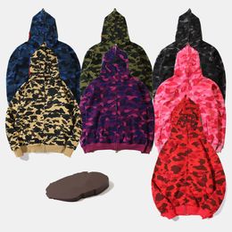 Erkek Hoodie Designer Sweatshirt Tam Fermuarı Erkek Kadın Siyah Kamuflaj Ceket Mavi Kapşonlu Kapşonlu Kadınlar Sıcak Uzun Kollu Tech Tech Polar Hardigan 20ss