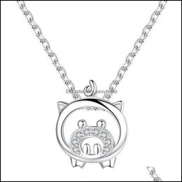 Pendant Necklaces Cute Pig Necklace For Women Lovely Animal Neck Chain Chocker Jewellery Party Birthday Gifts Sexyhanz Dhfb0