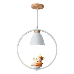 Pendant Lamps Japanese Style Resin Cute Elf Wood Lights For Children Bedroom Study Home Deco Kids Lighting Fixtures Led Hanging LampPendant