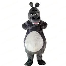 Halloween Grey hippo Mascot Costume Cartoon Theme Character Carnival Festival Fancy dress Adults Size Xmas Outdoor Party Outfit