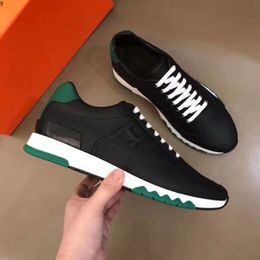 Top quality Casual men Shoes luxury Designer Sneaker Genuine Striped rubber outsole Leather pointed Runner Outdoors Size38-44 mkjk00002