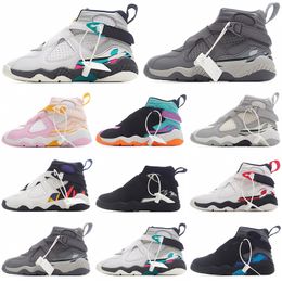 High Quality 8 Kids Basketball Shoes Youth Children Athletic 8s VIII Orange Pearl Arctic Pink White Aqua Black Cement for Boy Girls Sports Shoes size 22-37