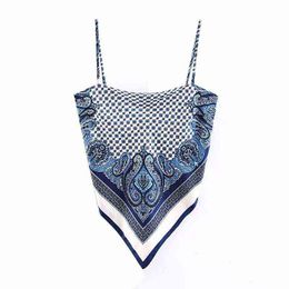 2021 New fashion Brand Women Print Sexy Chic Camis Tank Ladies Summer Backless Bowknot Sling Tops G220414