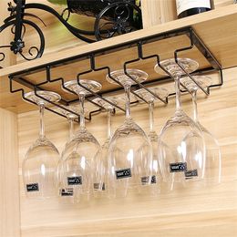 Iron Wall Mounted Wine Rack Goblet Glass Cup Holder Stemware Storage Organizer Hanging Display Shelf Bar 220509