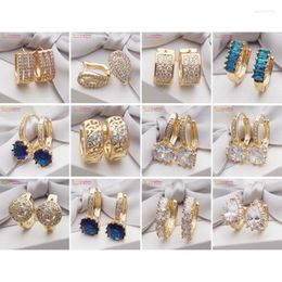 Hoop & Huggie Pairs/lot Fashion Gold Earring Round Cubic Zirconia Crystal Earrings For Women Wholesale JewelryHoop Odet22