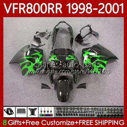 Body Kit For HONDA Interceptor VFR 800RR 800 CC RR VFR800RR 1998 1999 2000 2001 Bodywork 128No.80 VFR-800 Green flames 800CC VFR800R 98-01 VFR800 RR 98 99 00 01 Fairing