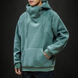 Fleece Hoodies Men High Neck Thicken Sweatshirt Autumn Winter Streetwear Clothes Loose Fit Hoodie 2022 Fashion Clothing Men L220730