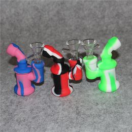 Hand size 9cm silicone Water Pipes hookah oil burner silicon Bong smoking beaker pipe mini dab rigs