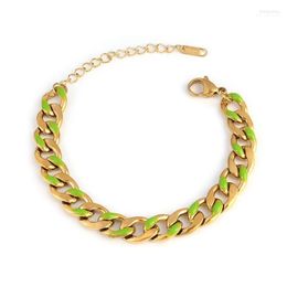 Fashion Colour Stainless Steel Bracelets For Women Curb Cuban Bracelet Chunky Punk Jewellery Gift Link Chain Inte22