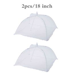 1PC White Square Folding Removable Washable Mesh Table Cover Picnic Cover Tent Fruit Hood Fly Protection BBQ Parties Buffets Hood Y220526