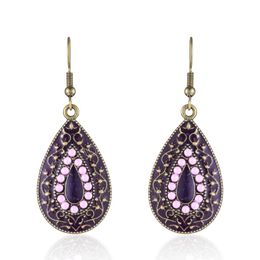 Bohemian Summer Water Drop Dangle Hanging Earrings for Women Vintage Ethnic Beads Dripping Oil Earrings Party Wedding Jewellery