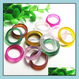 Cluster Rings Jewellery Simple Fashion Natrual Jade Agate Stone Ring Black Red Green Mticolor Random Size Drop Delivery 2021 Eszun