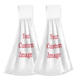 Custom Pattern Magic Sticker Hanging Coral Velvet Soft Absorbent Hand Dishcloth Kitchen Bathroom Supplies 2pcs Set 220707