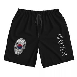 Men's Shorts South Korea Country Flag Men's Beach Quick Dry Material Fitness Summer Casual Sports Mens Beachwear SwimsuitMen's