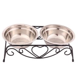 One Set Pet Bowl Stainless Steel Double Dog Bowls for FoodWater Two Durable Food Feeders SmallMediumLarge DogsCats Y200917