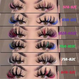 False Eyelashes Mink Colourful 100% Lashes Mix Colour Pink Blue Red White Fluffy Soft Cilias DropFalse