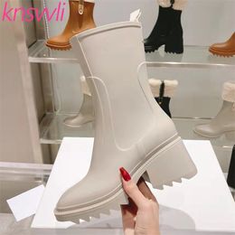 Square Heels Rain Boots Women Rubber Walking Waterproof Short Boots Woman Designer Rain Boots High Heels Rain Shoes Women