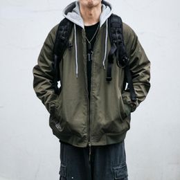 Men's Jackets Japanese Streetwear Spring 22SS Hooded Baseball Uniform Korean Fashion Oversized Bomber Jacket Harajuku Casual Coat Men Clothi