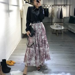 Women animal leopard print long skirt big hem pleated Maxi skirts new spring Summer High Waist Brand Runway Skirt Red T200113