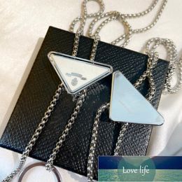 New Fashion Bardian Inverted Triangle Metal Label Pendant Ins Hip Hop Cool Two-in-One Sweater Chain Key Chains with letter logo