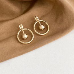 Dangle & Chandelier Flashbuy Simple Gold Colour Metal Ball Round Drop Earrings For Women Geometric Wedding Fashion Jewellery Accessories