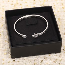 S925 Silver opened Charm bracelet with diamond and star shape for women wedding and engagement Jewellery gift have box stamp PS4004