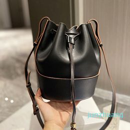 Designer- women's bag balloon bag litchi grain cowhide drawstring bucket bag portable shoulder Genuine Leather Crossbody Handbag