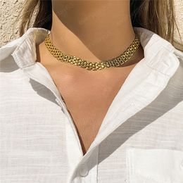 Chunky Thick Chain Necklace for Women High Quality Vintage Punk Metal Choker Necklace Jewellery Men