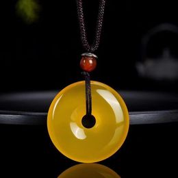 Pendant Necklaces Transparent Yellow Chalcedony Agate Safety Buckle For WomenPendant NecklacesPendant