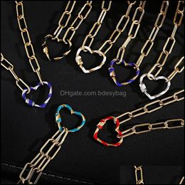 Pendant Necklaces Pendants Jewelry Punk Heart Drip Oil Necklace For Women Classic Gold Long Chain Ch Dhsoa