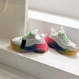 Обувь с кристаллической подошвой, повседневная обувь для папы, прозрачные мужские модные кожаные кроссовки на платформе для бега, размер коробки 35-45
