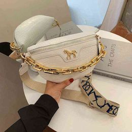 HBP Crossbody Bag Crocodile Pattern Pu Leather Waist s for Women Fashion Chain Packaging Female Fanny Packs Wide Band Shoulder 220727