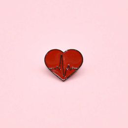 Popular new red heart rate love Brooch funny versatile alloy badget clohes Lapel accessories