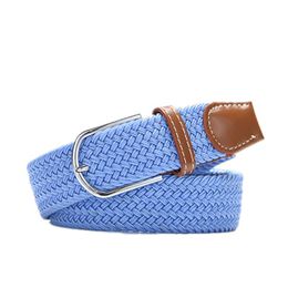 Belts Unisex Woven Canvas Belt Female Casual Knitted Pin Buckle Men Elastic Expandable Braided Stretch For Women JeansBelts