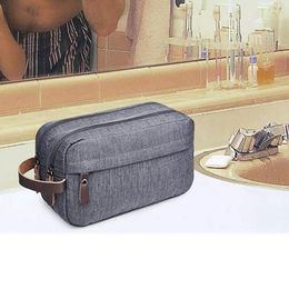 Cosmetic Bags & Cases Casual Nylon Bag With Leather Handle Toiletry Storage Women Shaving Wash Travel Men Organiser WaterproofCosmetic