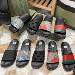 Designer Rubber Slide Slippers Sandal Floral brocade Men Slipper Gear bottoms Flip Flops women striped Beach causal slippers 35-45