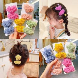 Hair Accessories Lambs Wool Clip INS Web Celebrity Side A Word Card Children Baby Plush Qiu Dong Love Star Ornaments Headdress Of The Girls