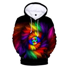 Men's and women's colored tie-dyed hoodie casual magic vortex pattern 3D sweatshirt hoodie in autumn and winter L220704