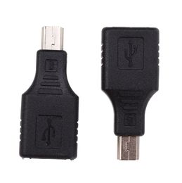 Black Mini 5Pin Male To USB Female Connectors Converter Transfer Data Sync OTG Adapter for Car AUX MP3 MP4 Tablets Phones U-Disk