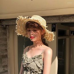 Summer Hollow Straw Hat Wild Casual Light Visor Street Sun Protection Seaside Holiday Fashion Ladies Cool Wide Brim Hats Delm22