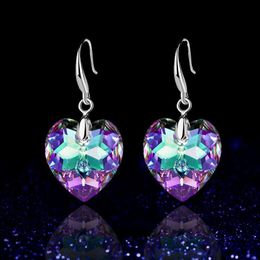 famous branddesigner2022 New Fashion Ocean Star Love Pendant Earrings Ear Cuff Women Crystal Tourmaline Lady Peach Heart Rhinestone Earrings Gift