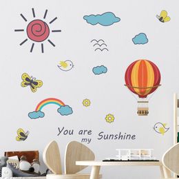 Wall Stickers Cartoon Air Balloon For Kids Room Baby Children Bedroom Living Decoration Clouds Wallpaper