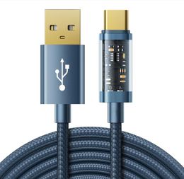 Joyroom transparent head metal braided 100W USBC to Type C Cables for Fast Charger Cable Quick Charge 4.0 Cord For Xiaomi POCO with retail box