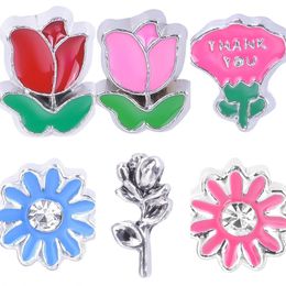 20PC/lot Rose Flower sun flower charm Floating Locket Charms Fit For Living Magnetic Lockets Pendant Fashion Jewelrys