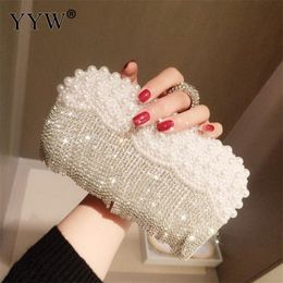 White Pearl Ring Clutch Bag Tassel Clutches Wedding Sac A Main Femme Luxury Party Bags Pouch 220607