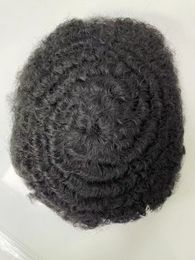 8mm wave Indian human virgin hair replacement hand tied #1b full lace toupees for black man in America fast express delivery