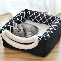 Cat House Sleeping Mat Warm Soft Dogs Bed Winter Pet DualUse Pad Nest For Cats Nonslip Breathable Kennel LXL Y200330