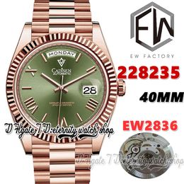 EWF V3 ew228235 ETA2836 ew2836 Automatic Mens Watch 40MM Green Dial Roman Markers Rose Gold 904L Stainless Bracelet With Same Serial Warranty Card eternity Watches